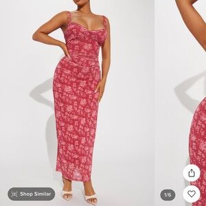 Carolina Mesh Maxi Dress - Red